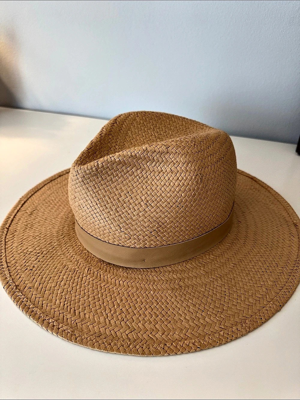 Janessa Leone Simone Fedora Straw Hat Brown Medium